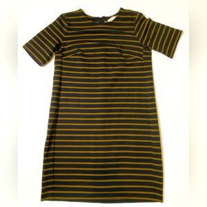 Loft gold and black striped dress size small petite